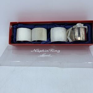 Vintage MCM Silver Plate Napkin Rings Set/4 Patina Holiday Minimalist Party NEW‎